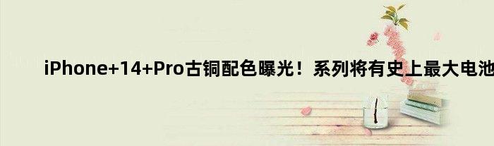 iPhone 14 Pro古铜配色曝光！系列将有史上更大电池