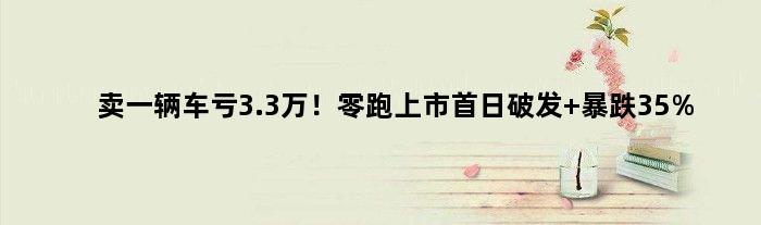 卖一辆车亏3.3万！零跑上市首日破发 暴跌35%