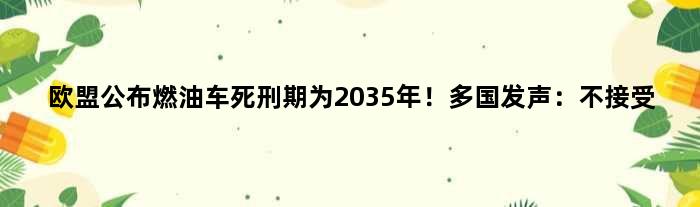 欧盟公布燃油车“死刑期”为2035年！多国发声：不接受