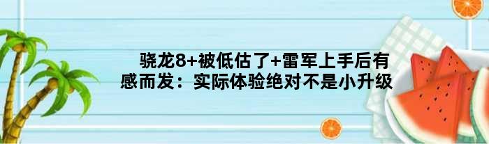 骁龙8+被低估了 雷军上手后有感而发：实际体验不是“小升级”