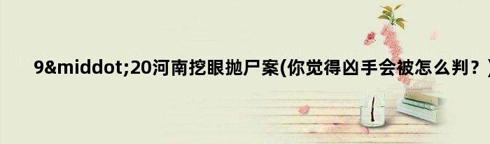 9·20河南挖眼抛尸案(你觉得凶手会被怎么判？)