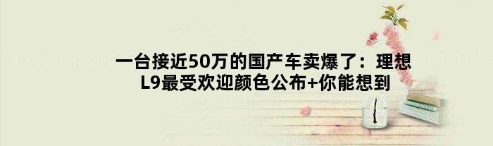 一台接近50万的国产车卖爆了：理想L9更受欢迎颜色公布 你能想到吗？