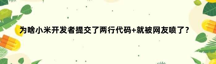 为啥小米开发者提交了两行代码 就被网友喷了？