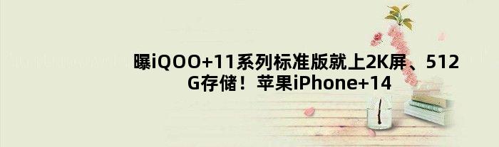 曝iQOO 11系列标准版就上2K屏、512G存储！苹果iPhone 14标准版还在挤牙膏