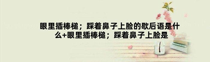 眼里插棒槌；踩着鼻子上脸的歇后语是什么 眼里插棒槌；踩着鼻子上脸是什么意思
