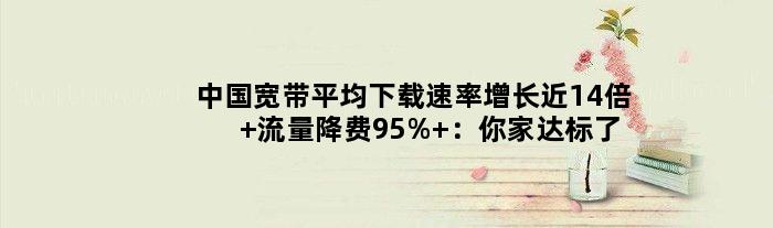 中国宽带平均下载速率增长近14倍 流量降费95% ：你家达标了吗？