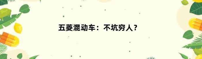 五菱混动车：不坑穷人？