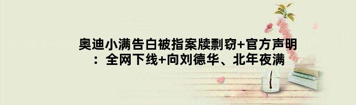 奥迪小满告白被指案牍剽窃 官方声明：全网下线 向刘德华、北年夜满哥致歉
