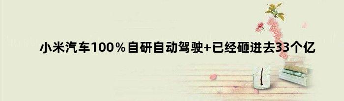 小米汽车100％自研自动驾驶 已经砸进去33个亿