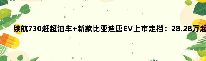 续航730赶超油车 新款比亚迪唐EV上市定档：28.28万起