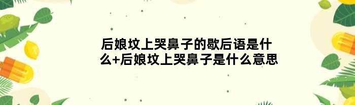 后娘坟上哭鼻子的歇后语是什么 后娘坟上哭鼻子是什么意思