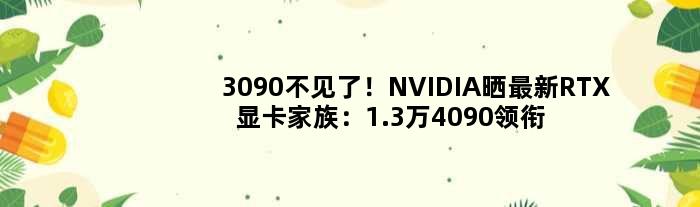 3090不见了！NVIDIA晒最新RTX显卡家族：1.3万4090领衔 你买谁？