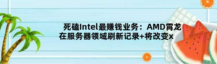 死磕Intel更赚钱业务：AMD霄龙在服务器领域刷新记录 将改变x86格局