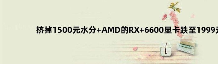 挤掉1500元水分 AMD的RX 6600显卡跌至1999元