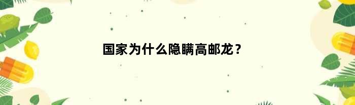 为什么隐瞒高邮龙？