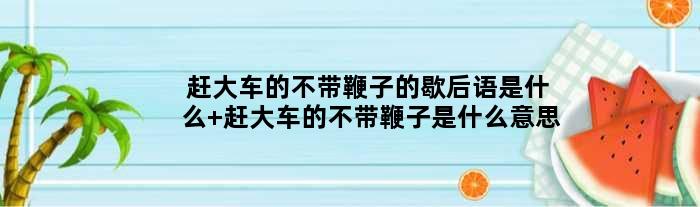 赶大车的不带鞭子的歇后语是什么 赶大车的不带鞭子是什么意思