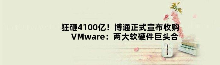 狂砸4100亿！博通正式宣布收购VMware：两大软硬件巨头合体