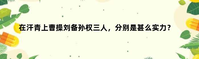 在汗青上曹操刘备孙权三人，分别是甚么实力？