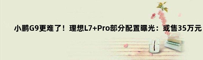 小鹏G9更难了！理想L7 Pro部分配置曝光：或售35万元