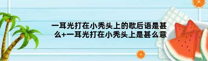 一耳光打在小秃头上的歇后语是甚么 一耳光打在小秃头上是甚么意思