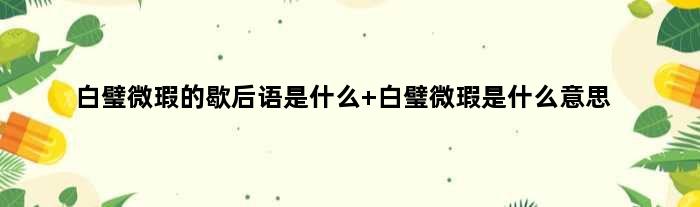 白璧微瑕的歇后语是什么 白璧微瑕是什么意思
