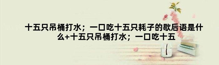 十五只吊桶打水；一口吃十五只耗子的歇后语是什么 十五只吊桶打水；一口吃十五只耗子是什么意思