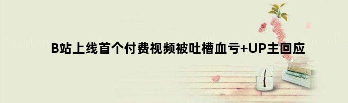 B站上线付费视频被吐槽“血亏” UP主回应