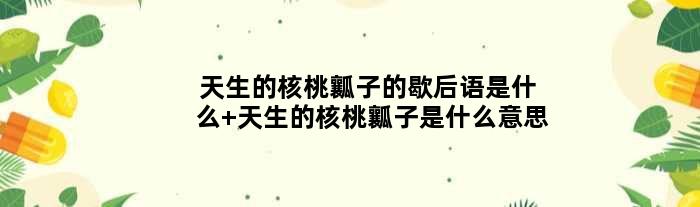 天生的核桃瓤子的歇后语是什么 天生的核桃瓤子是什么意思