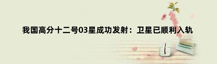 我国高分十二号03星成功发射：卫星已顺利入轨