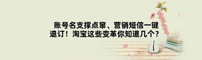 账号名支撑点窜、营销短信一键退订！淘宝这些变革你知道几个？