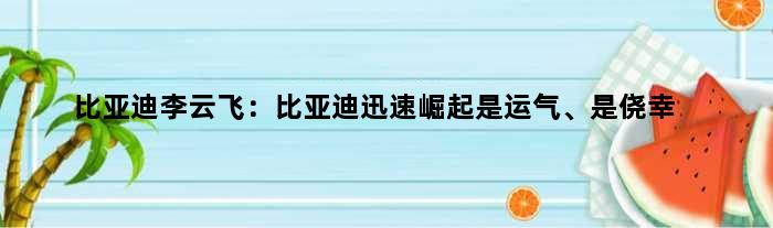 比亚迪李云飞：比亚迪迅速崛起是运气、是侥幸