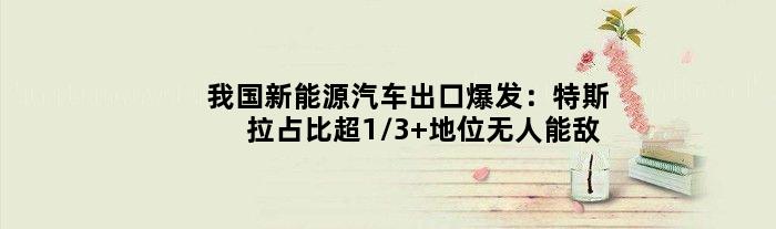 我国新能源汽车出口爆发：特斯拉占比超1/3 地位无人能敌