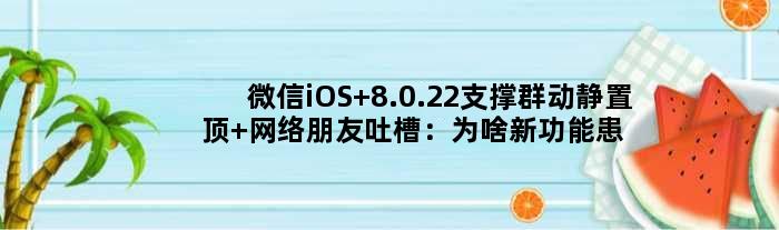 微信iOS 8.0.22支撑群动静置顶 网络朋友吐槽：为啥新功能患上靠猜