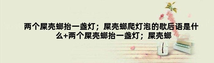 两个屎壳螂抬一盏灯；屎壳螂爬灯泡的歇后语是什么 两个屎壳螂抬一盏灯；屎壳螂爬灯泡是什么意思