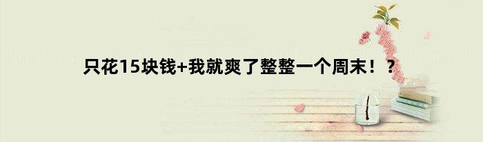 只花15块钱 我就爽了整整一个周末！？
