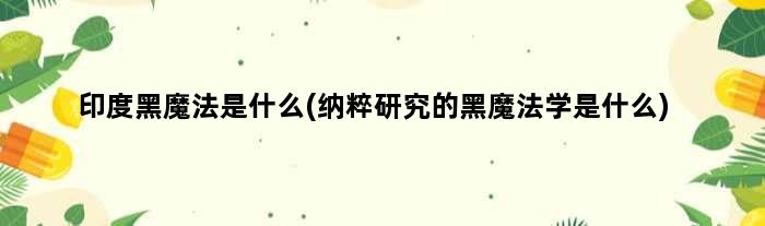 印度黑魔法是什么(纳粹研究的黑魔法学是什么)