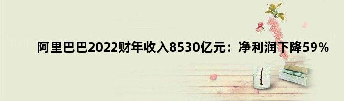 阿里巴巴2022财年收入8530亿元：净利润下降59％