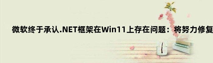 微软终于承认.NET框架在Win11上存在问题：将努力修复