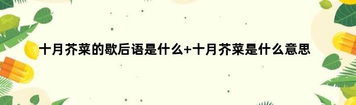 十月芥菜的歇后语是什么 十月芥菜是什么意思