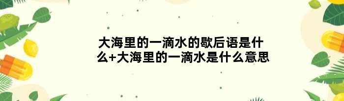 大海里的一滴水的歇后语是什么 大海里的一滴水是什么意思