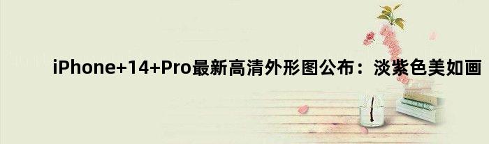 iPhone 14 Pro最新高清外形图公布：淡紫色美如画