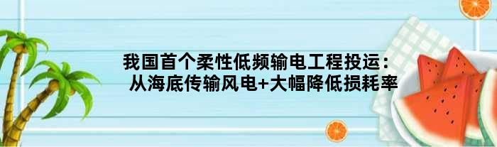我国柔性低频输电工程投运：从海底传输风电 大幅降低损耗率