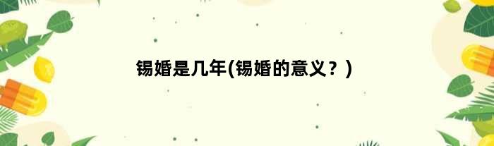 锡婚是几年(锡婚的意义？)