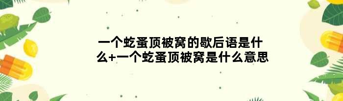 一个虼蚤顶被窝的歇后语是什么 一个虼蚤顶被窝是什么意思