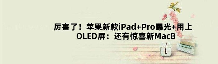 厉害了！苹果新款iPad Pro曝光 用上OLED屏：还有惊喜新MacBook Air