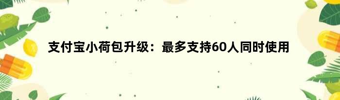支付宝小荷包升级：最多支持60人同时使用