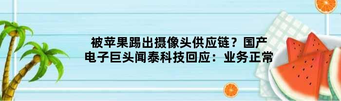 被苹果踢出摄像头供应链？国产电子巨头闻泰科技回应：业务正常