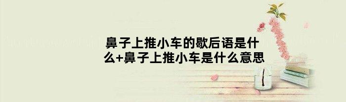 鼻子上推小车的歇后语是什么 鼻子上推小车是什么意思