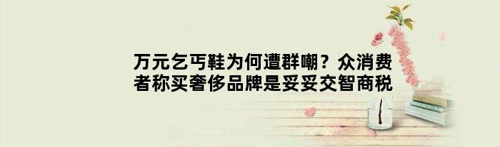 万元“乞丐鞋”为何遭群嘲？众消费者称买品牌是妥妥交智商税