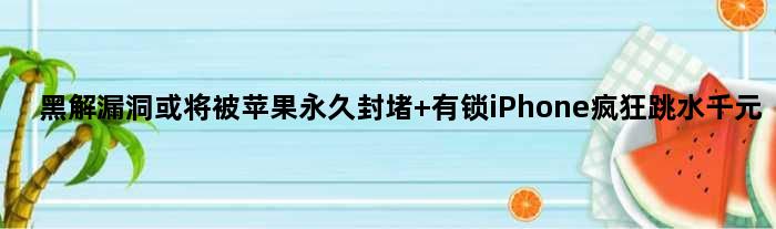 黑解漏洞或将被苹果封堵 有锁iPhone疯狂跳水千元